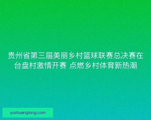 贵州省第三届美丽乡村篮球联赛总决赛在台盘村激情开赛 点燃乡村体育新热潮 贵州省第三届美丽乡村篮球联赛总决赛在台盘村激情开赛 点燃乡村体育新热潮