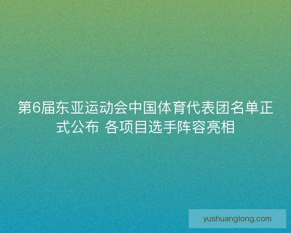 第6届东亚运动会中国体育代表团名单正式公布 各项目选手阵容亮相